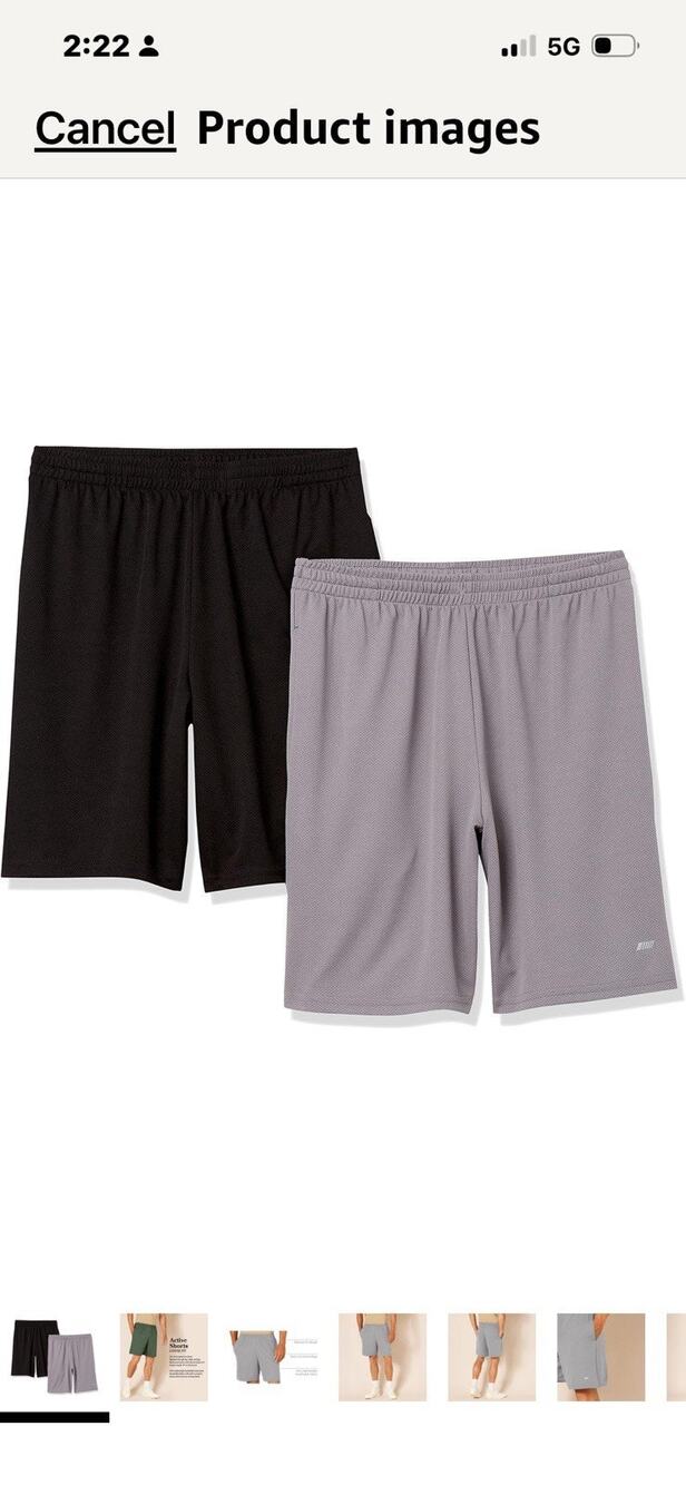 Men’s Amazon Essentials Black and Gray Athletic Shorts 2 pack NEW! Large